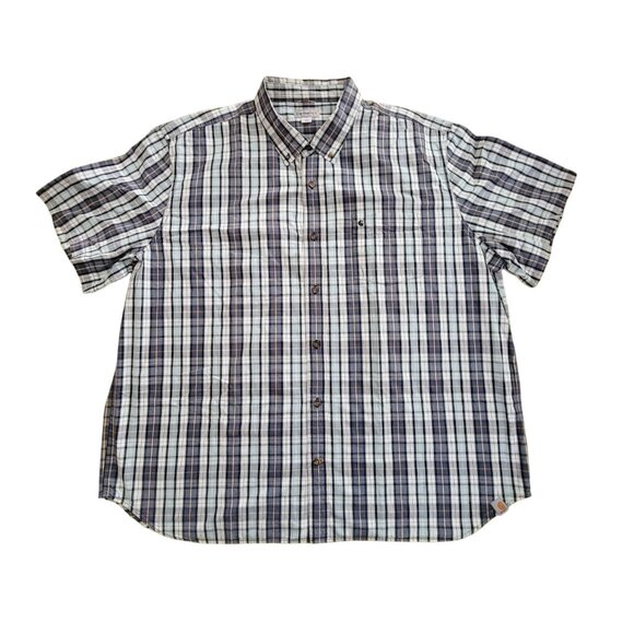 NWOT Carhartt Plaid Short Sleeve Button-Up Relaxed Fit Shirt Men's 4XL - Picture 1 of 7